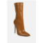 Rag & Co nagini over ankle pointed toe high heeled boot in tan
