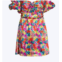 For Love & Lemons merrill puff sleeve open-back satin jacquard mini dress in multi