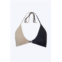 Aniela Parys tokio two-tone triangle halterneck bikini top in stone/black