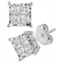 TruMiracle Diamond Princess Cluster Stud Earrings (1/2 ct. t.w.) in 14k White Yellow or Rose Gold