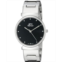 Gino Franco Mens Black Minimalist Round Stainless Steel Bracelet Watch