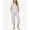 Aria Womens Short Sleeve Top Capri Pants 2-Pc. Pajama Set