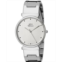 Gino Franco Mens Silver Minimalist Round Stainless Steel Bracelet Watch