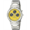 Gino Franco Mens Yellow Dial Round Stainless Steel Multi-Function Bracelet Watch