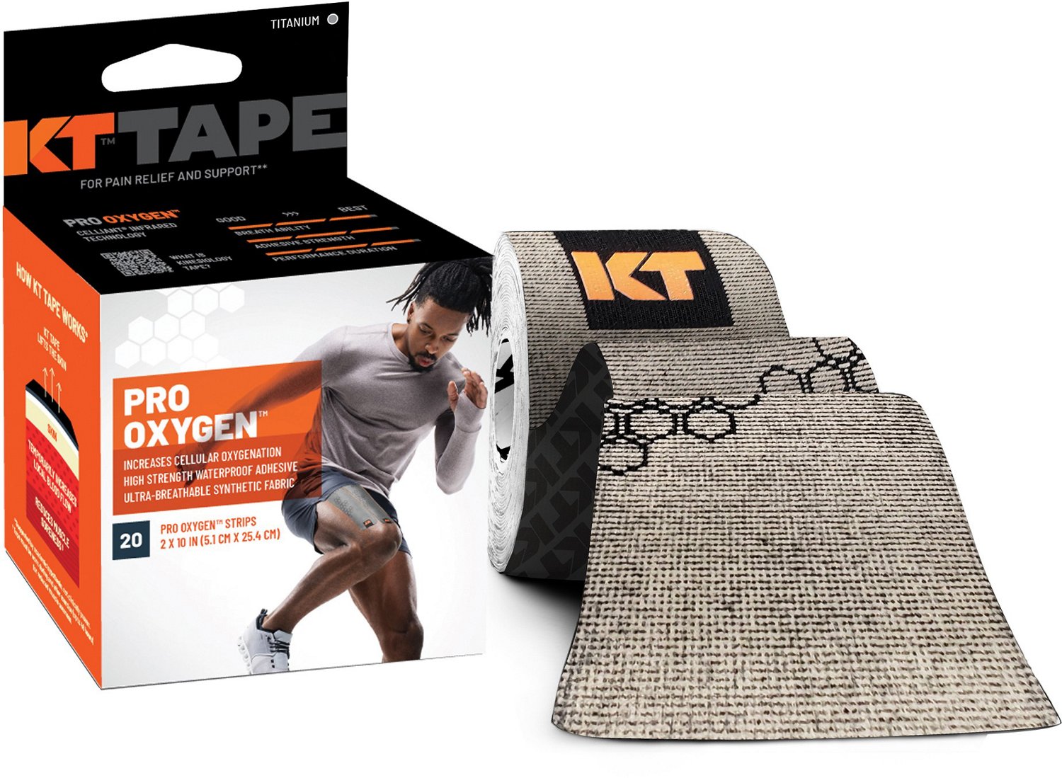 KT Tape Pro Oxygen Titanium Athletic Tape 20-Pack