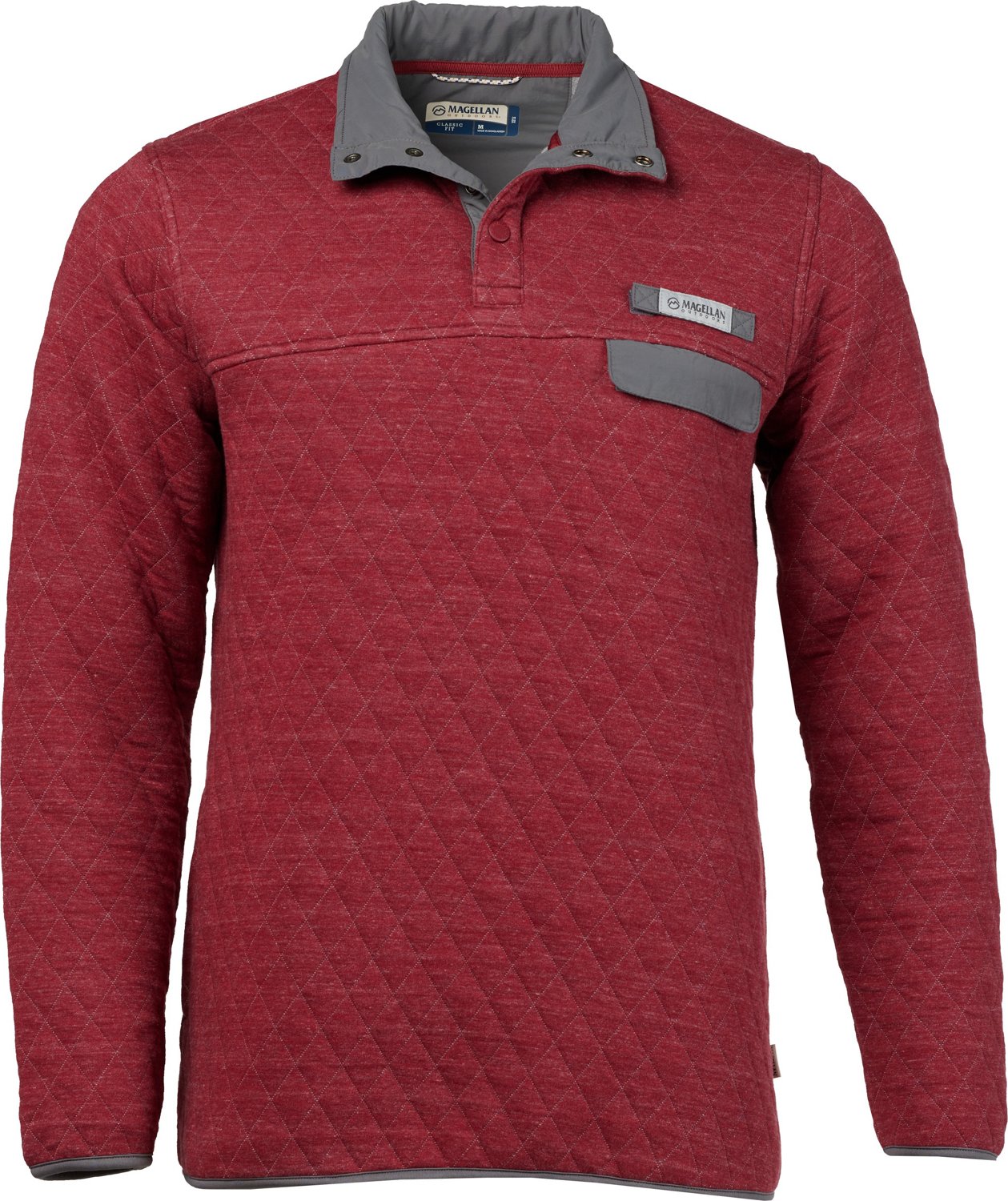 Magellan Outdoors Mens Campfire Quilted Quarter Snap Pullover