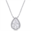 Amour 2 CT TGW Created Moissanite Halo Teardrop Pendant with Chain In Sterling Silver