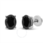 Haus Of Brilliance .925 Sterling Silver 2.0 Cttw Prong Set Treated Black Oval Diamond Stud Earring (Black Color, I2-I3 Clarity)