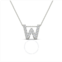 Maulijewels 0.15 Carat Natural Diamond Initial W Pendant Necklace In 14K White Gold With 18 Cable Chain