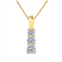 Maulijewels 0.35 Carat Diamond 14K Yellow Gold Three Stone Pendant Necklace For Women With 18 Gold Plated 925 Sterling Silver Box Chain