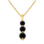 Maulijewels 2.00 Carat Round Black Diamond Three Stone Pendant Necklace In 10K Yellow Gold With 18 Gold Plated 925 Sterling Silver