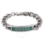 Gucci Open Box - Green Enamel Station Bracelet, Size 19