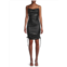 Renee C. Faux Leather Ruched Bodycon Dress