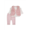 Miniclasix Baby Girls Faux Fur Vest, Long Sleeve T Shirt & Knit Pants Set