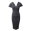 Roland Mouret V-Neck Short Sleeve Midi Dress In Black Wool