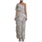 Mikael Aghal Ruffle Trim Floral Gown