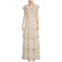 Mikael Aghal Floral Embroidered Tiered Gown