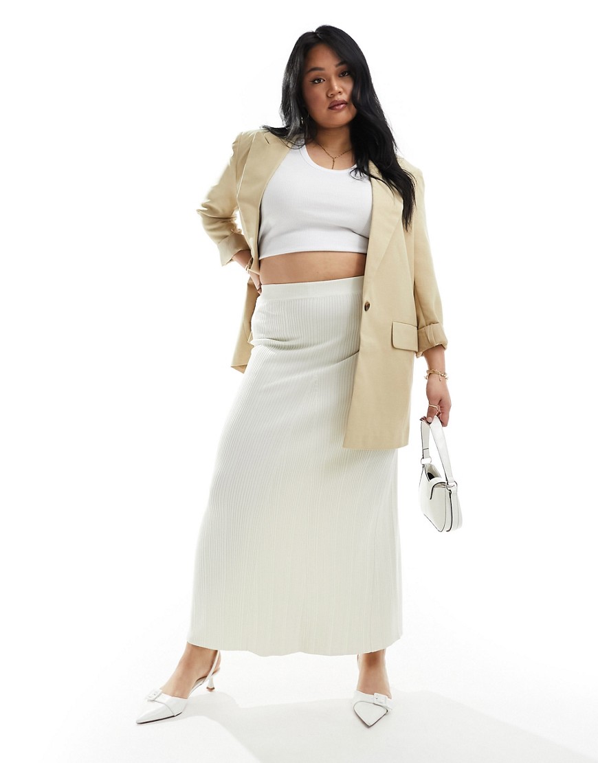 4th & Reckless Plus exclusive rib knit maxi skirt in cream