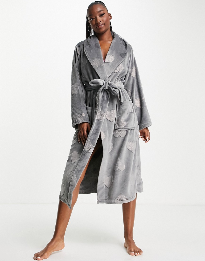 Ann Summers cozy sparkle heart robe in gray