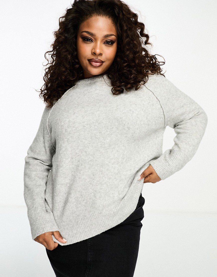 ASOS Curve ASOS DESIGN Curve relaxed crew neck sweater in gray