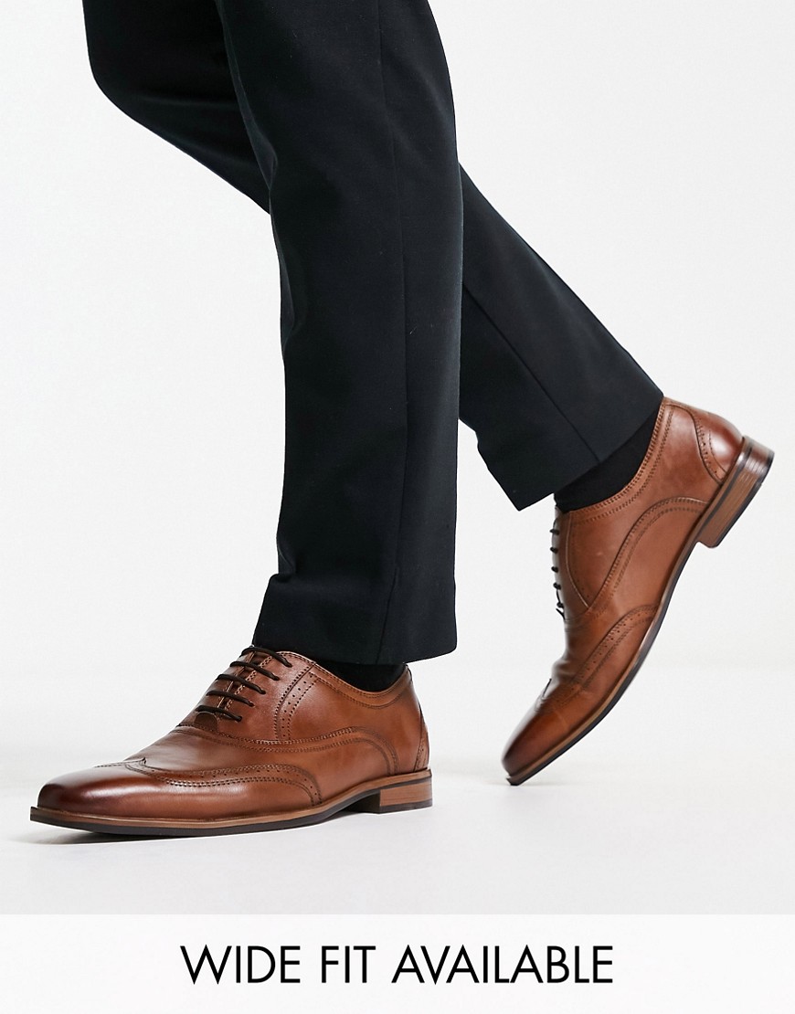 ASOS DESIGN lace up brogue shoe in tan leather