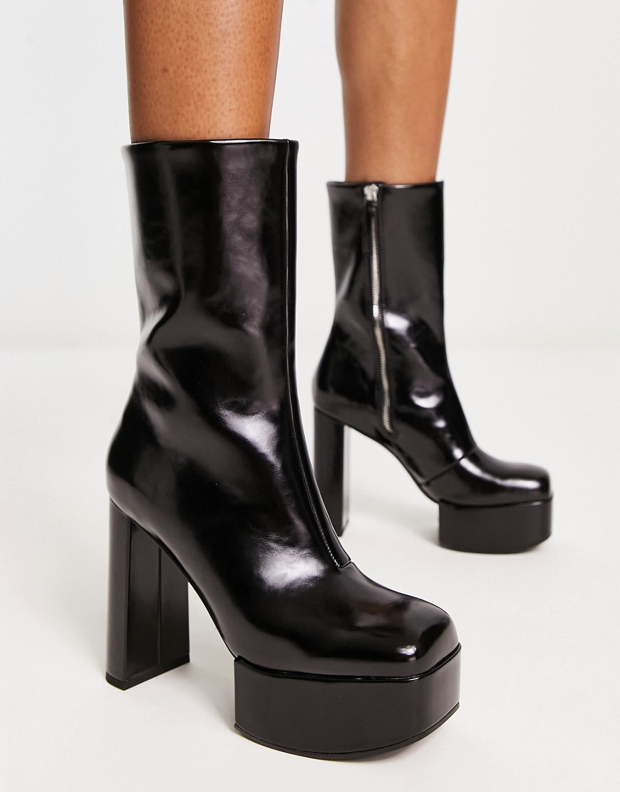 Charles & Keith Charles and Keith heeled platform boots in black