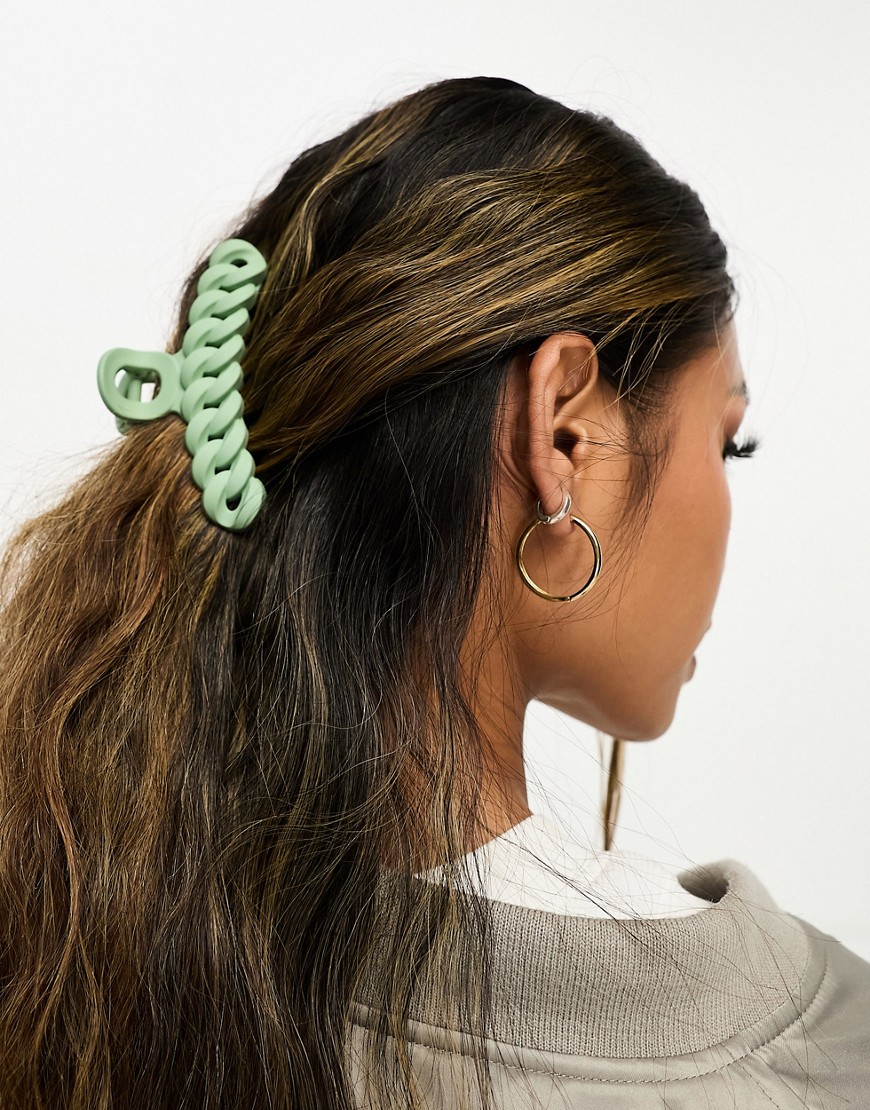 DesignB London chain effect hair clip in light green