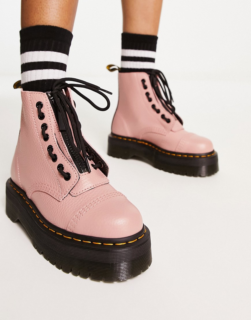 Dr Martens Sinclair flatform boots in peach leather
