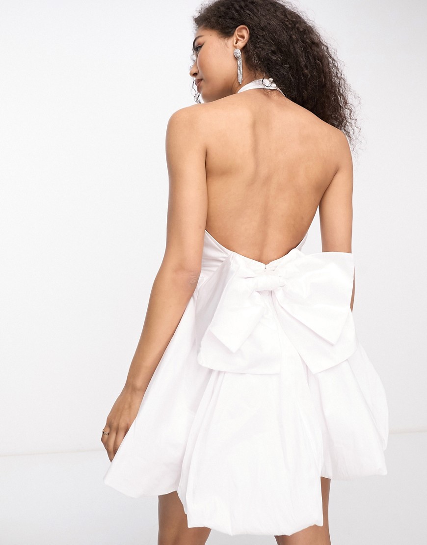Ever New Bridal exclusive high neck bow back mini dress in ivory