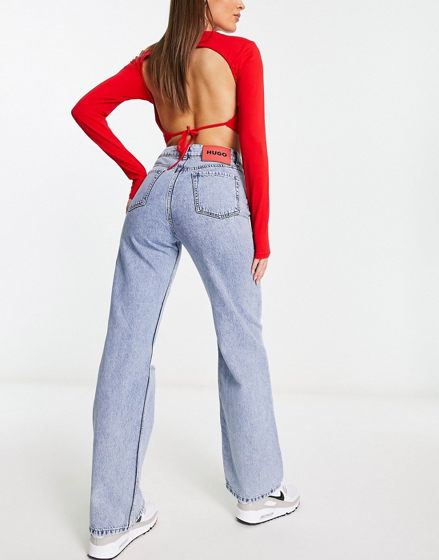 Hugo Red HUGO 937 2 relaxed fit jeans in light blue with rips