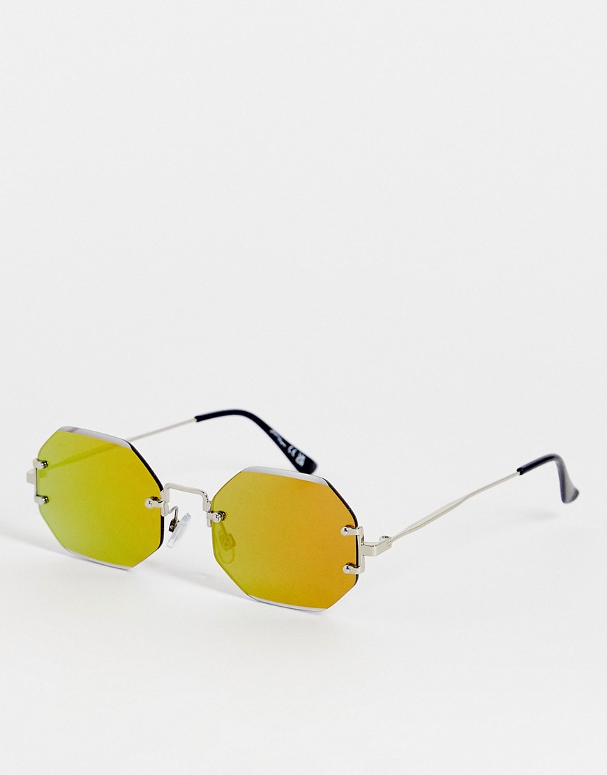 Jeepers Peepers metal hex sunglasses in silver mirror