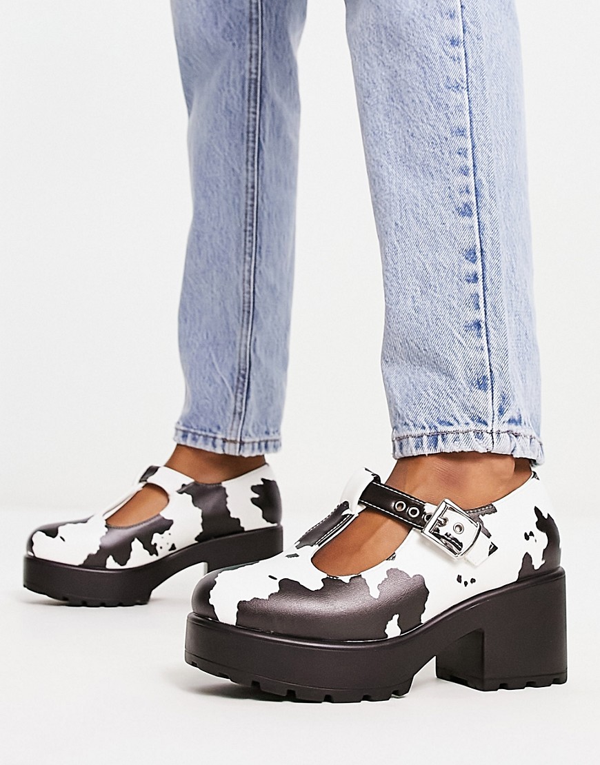Koi Footwear Koi chunky mary jane shoes in cow print