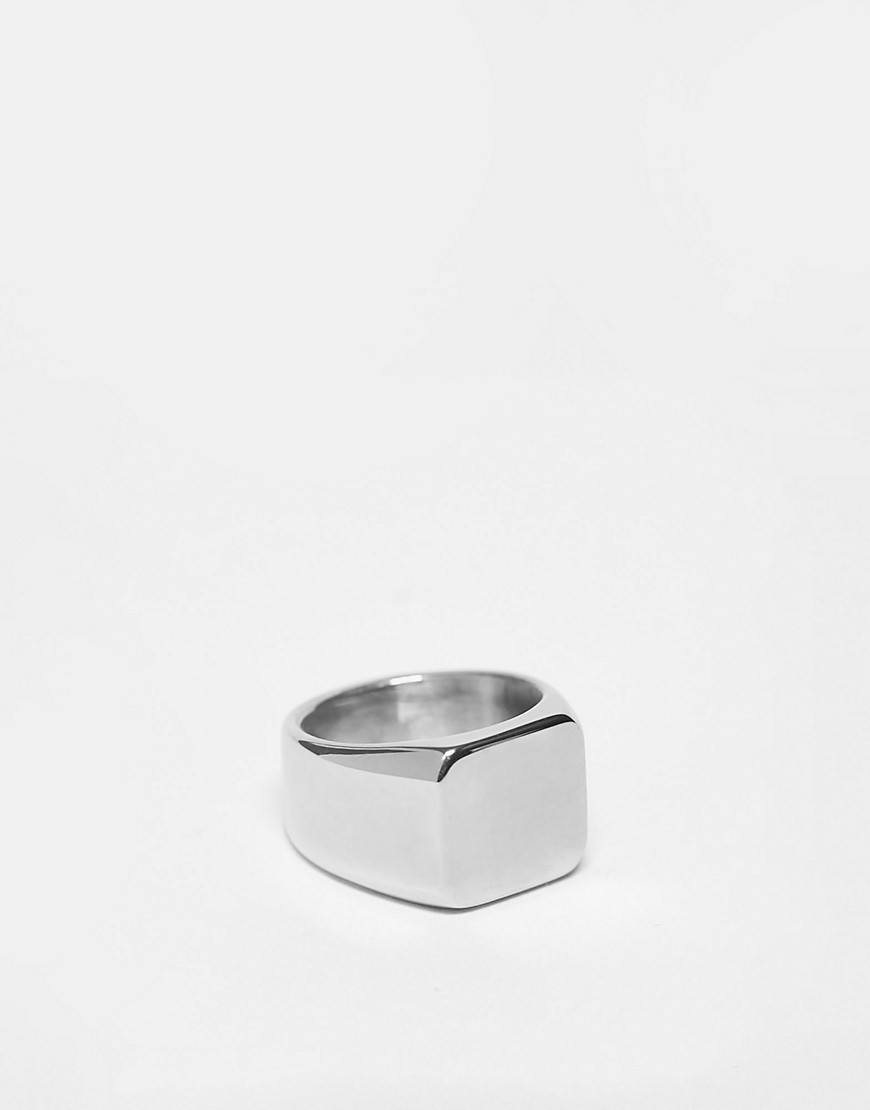 Lost Souls stainless steel 15mm square signet ring in platinum