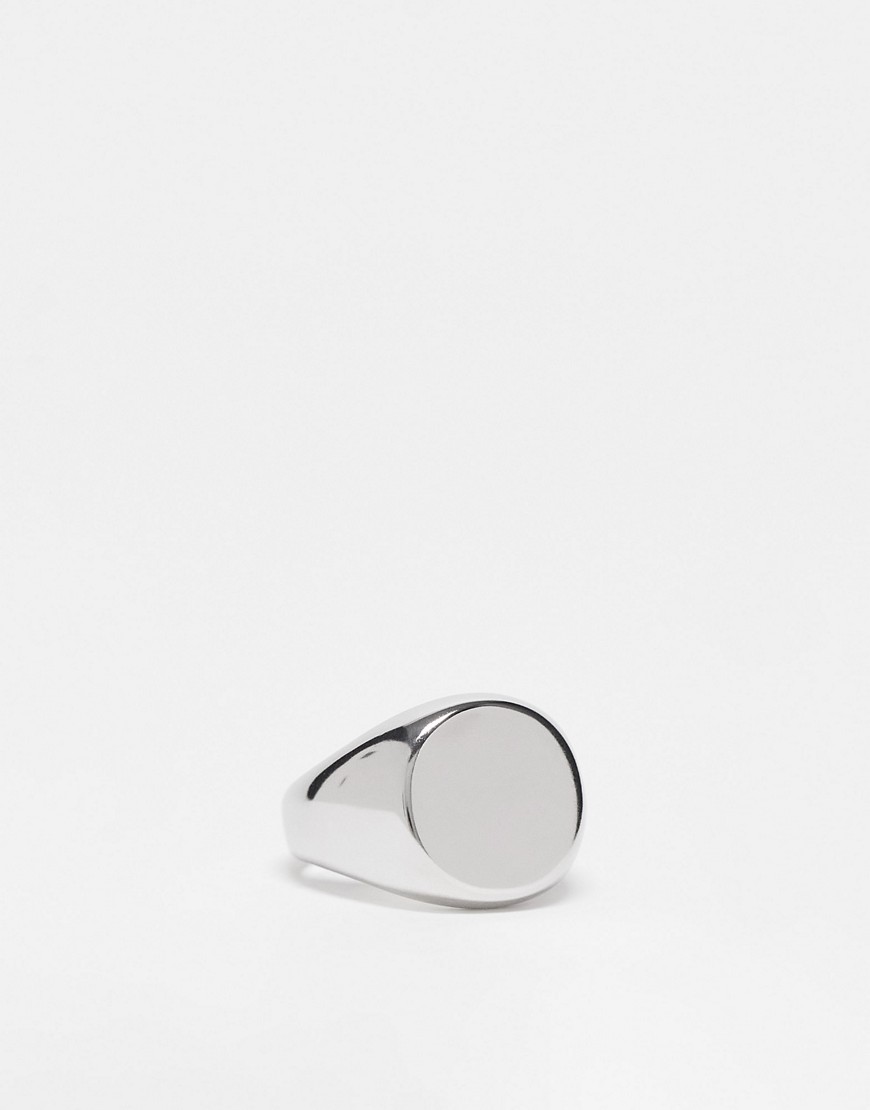 Lost Souls stainless steel basic circle signet ring in silver