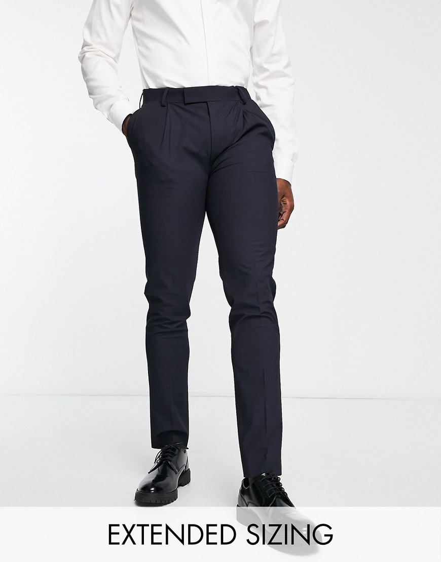 Noak Camden skinny premium fabric suit pants in navy with stretch