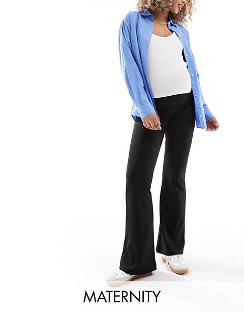 ONLY Maternity stretchy flared pants in black