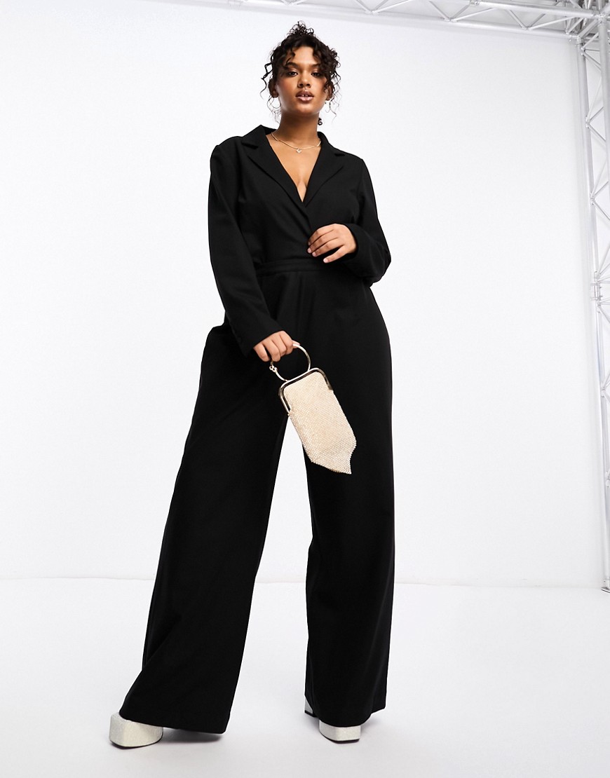 Pretty Lavish Curve cut-out tailored jumpsuit in black