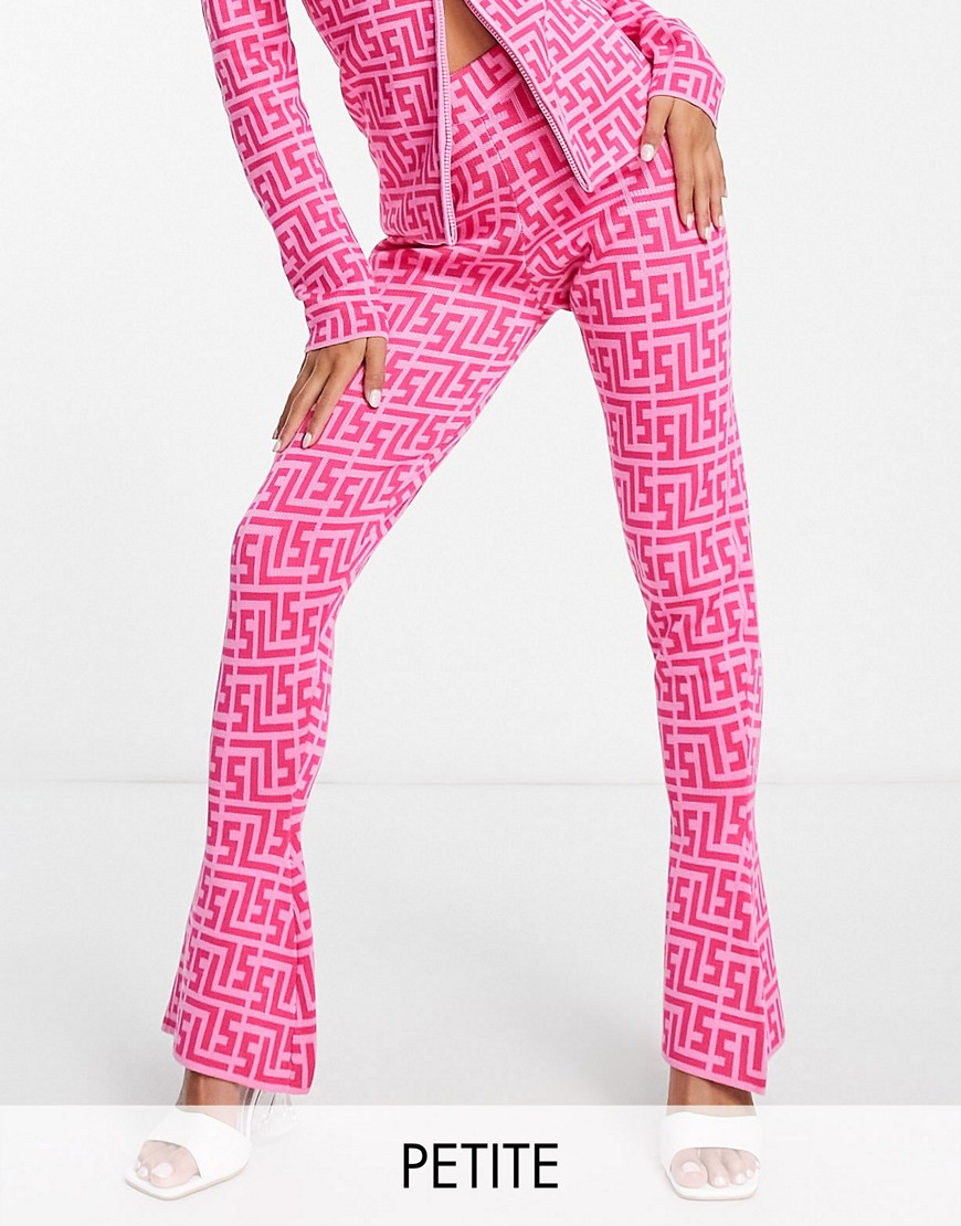 Simmi Clothing Simmi Petite skinny flares in pink geo print - part of a set