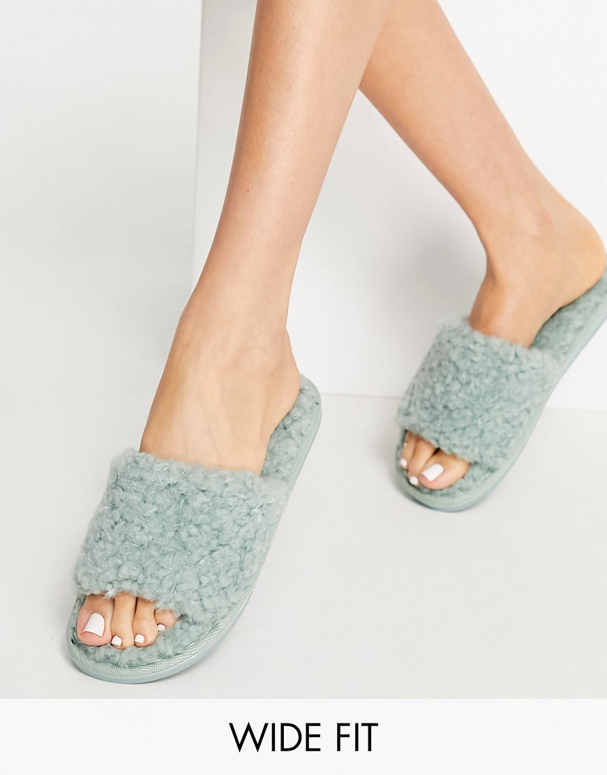 Simply Be sherpa slipper in sage