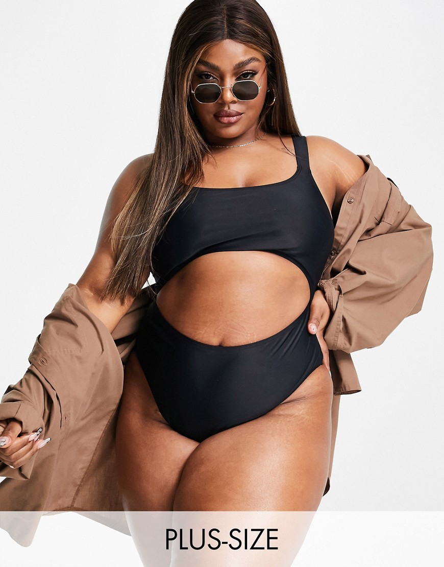 South Beach Curve Exclusive cut out swimsuit in black