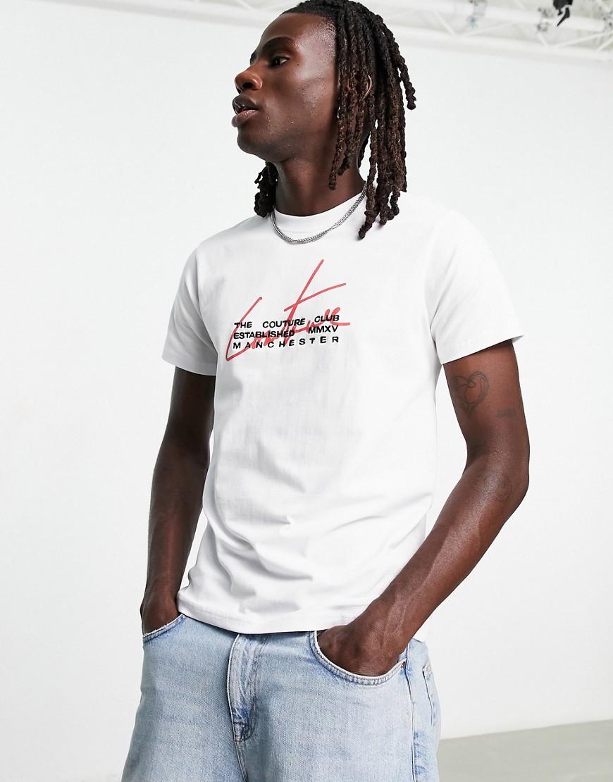 The Couture Club slim fit T-shirt in white with overlay logo print