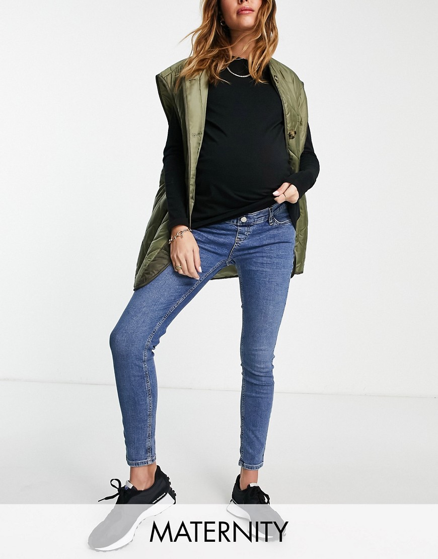 Topshop Maternity over bump Jamie jeans in mid blue