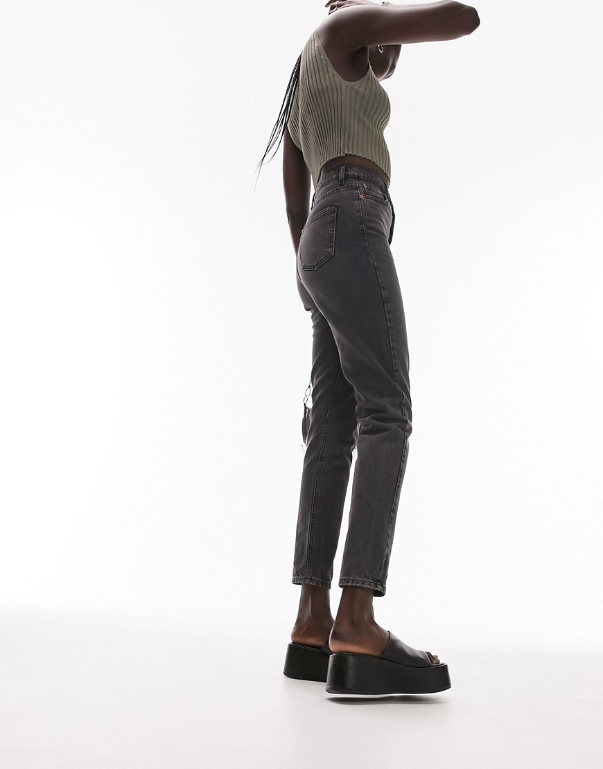 Topshop Tall washed black mom jeans