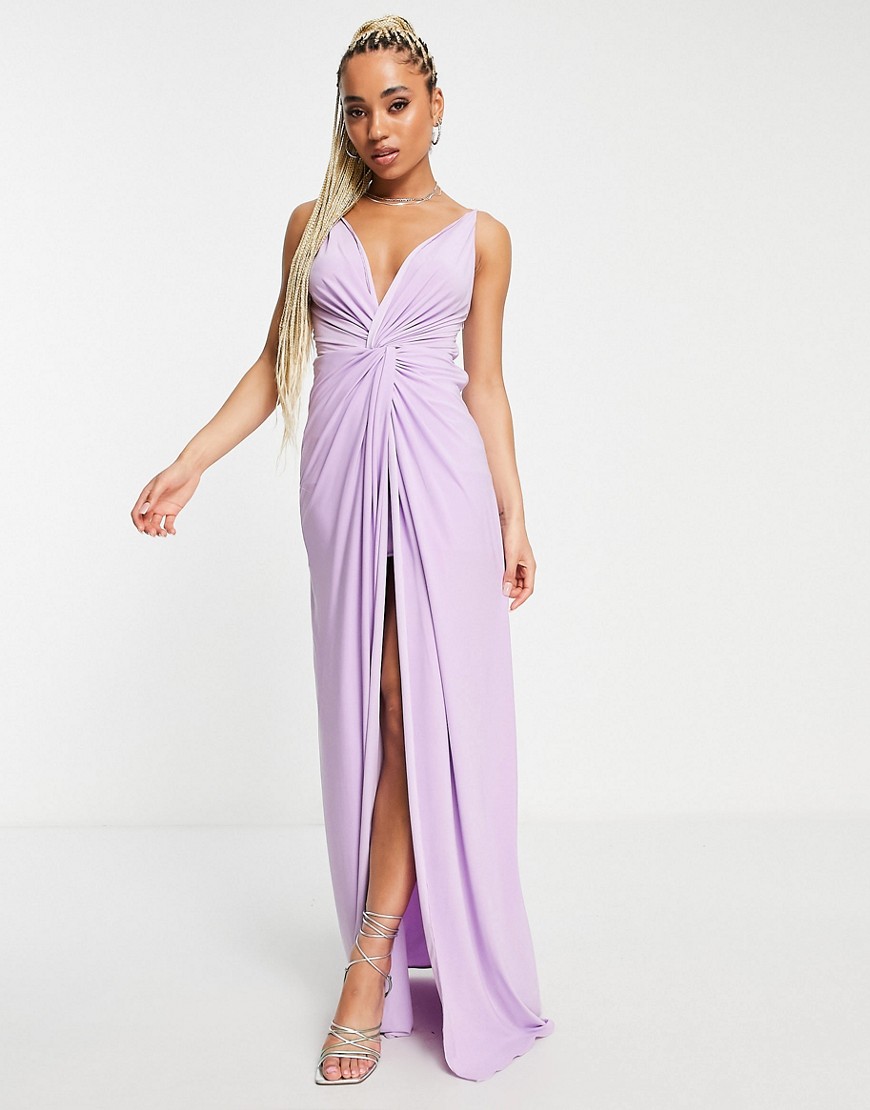 Trendyol knot front maxi dress in lilac