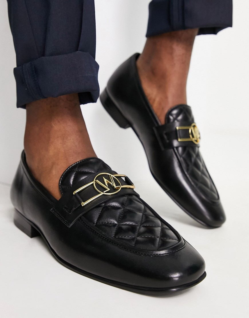 Walk London woody quilted loafers in black leather