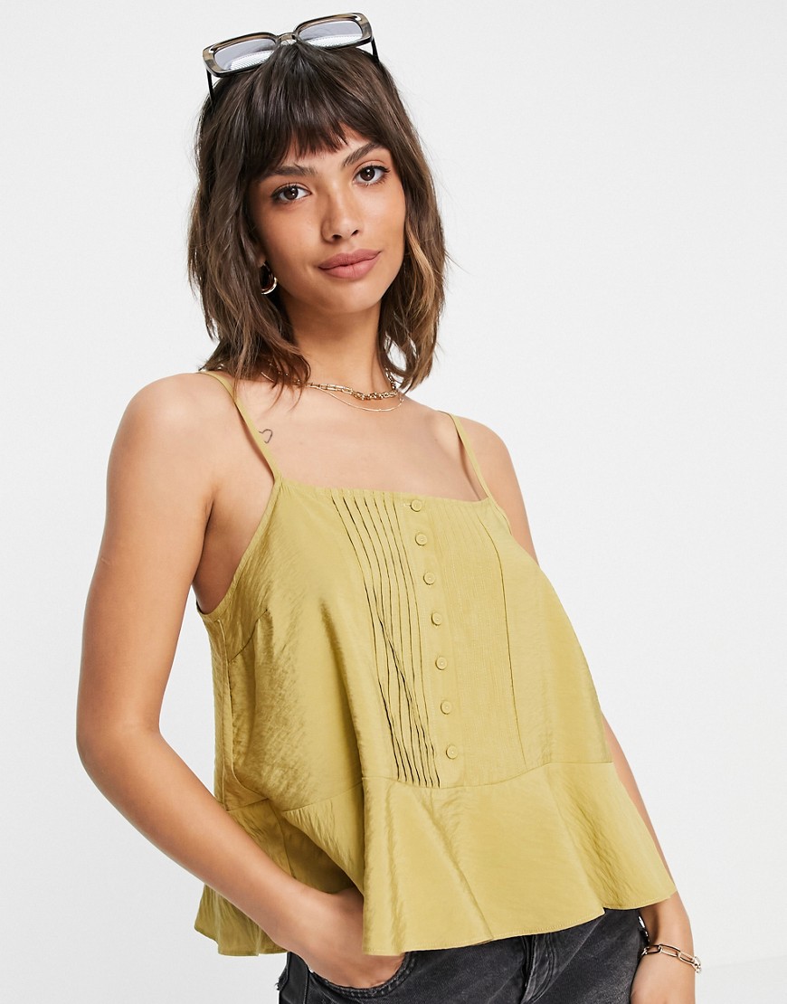 Y.A.S button front cami top in khaki