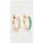 EF Collection Diamond & Turquoise Mini Huggie Earrings