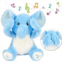 Hopearl Peek A Boo Elephant Interactive Repeats What You Say Plush Elephish Toy Musical Singing Talking Stuffed Animal Adorable Electric Animate Birthday Festival, Blue, 11.5