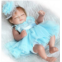 Pinky Reborn Pinky 26cm 10 inch Mini Hard Vinyl Silicone Full Body Reborn Baby Doll Realistic Newborn Dolls with Blue Dress Xmas Birthday Present