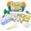 Colorations Sensory Art Toolbox - Tempera Paint, Tempera Paint Bottles, Wooden Paint Brushes, Craft Cups, Painting Wand, 1 Sponge Dabber, Activity Cards, and Paper.